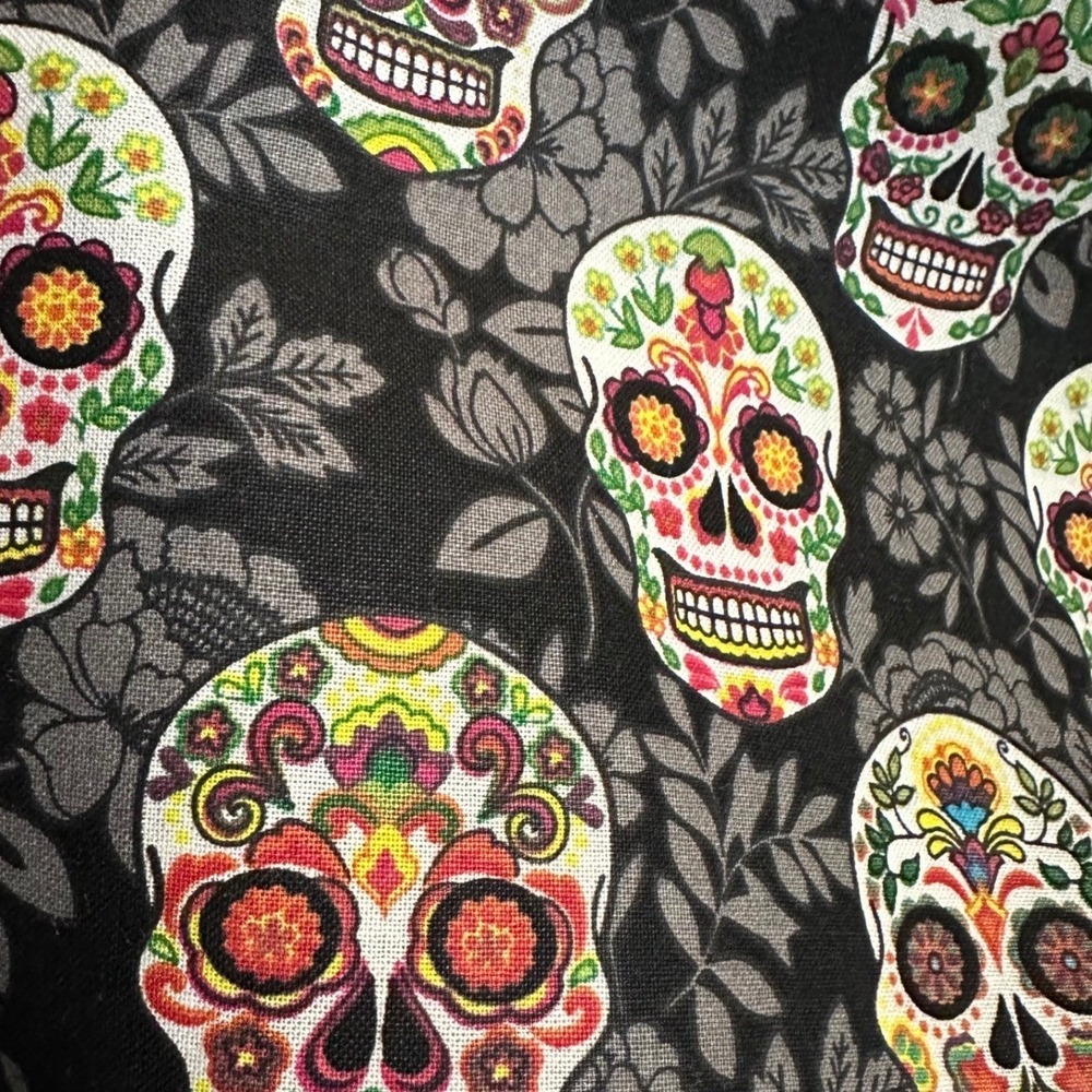 Jo-Ann Fabric 8 Yard Bolt Sugar Skulls Black Floral Cotton Novelty Print